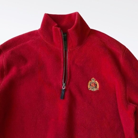 Lauren Ralph Lauren Fleece Sweatshirt Quarter Zip Dark Red Large - Picture 3 of 10